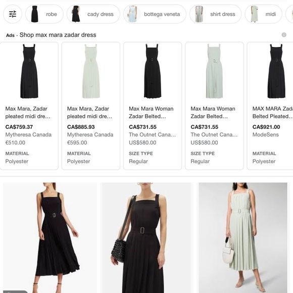 MaxMara Zadar Pleated Sleeveless Midi Dress size 8 - Picture 7 of 7